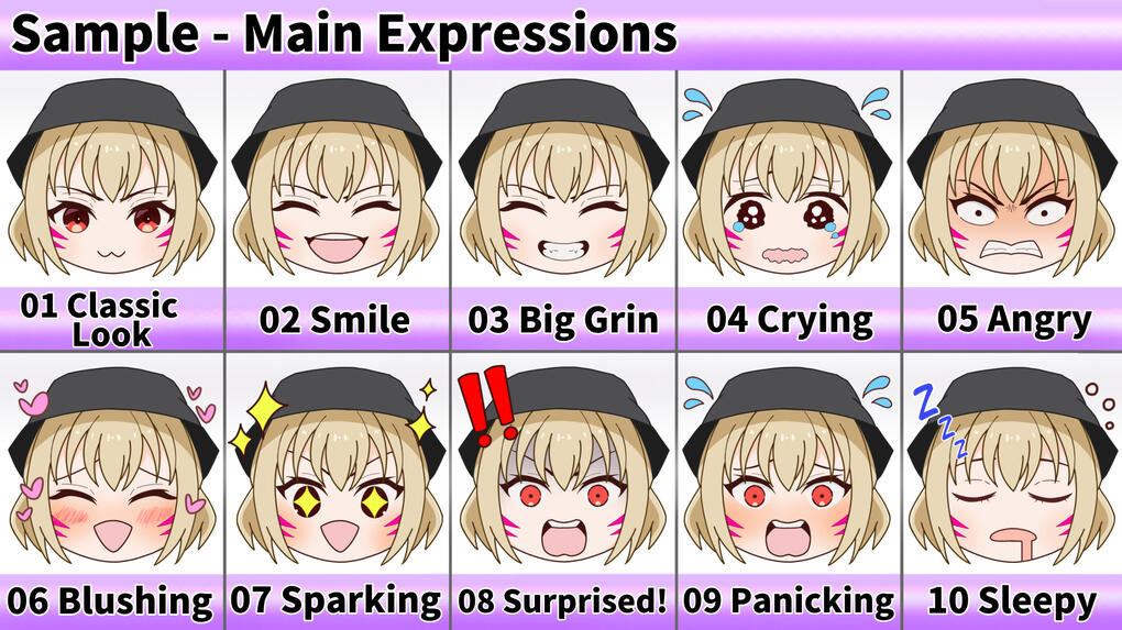 ✨ 10 Chibi Facial Expressions YCH Pack ✨ 10 Chibi Facial Expressions YCH Pack